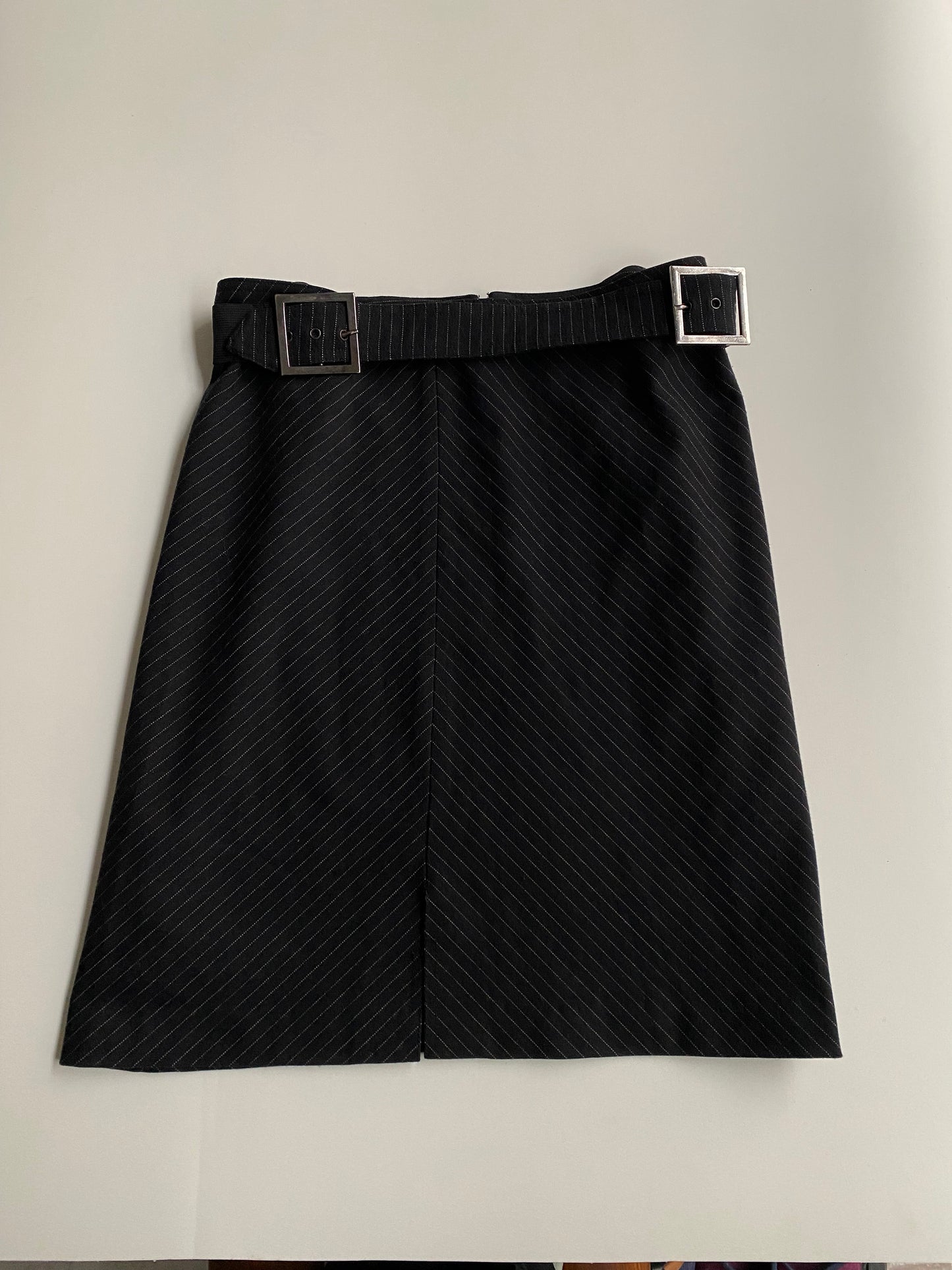 Office siren striped midi skirt