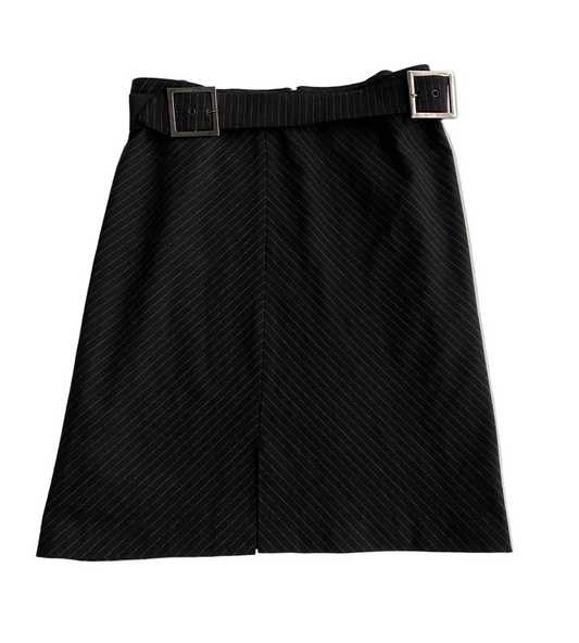 Office siren striped midi skirt