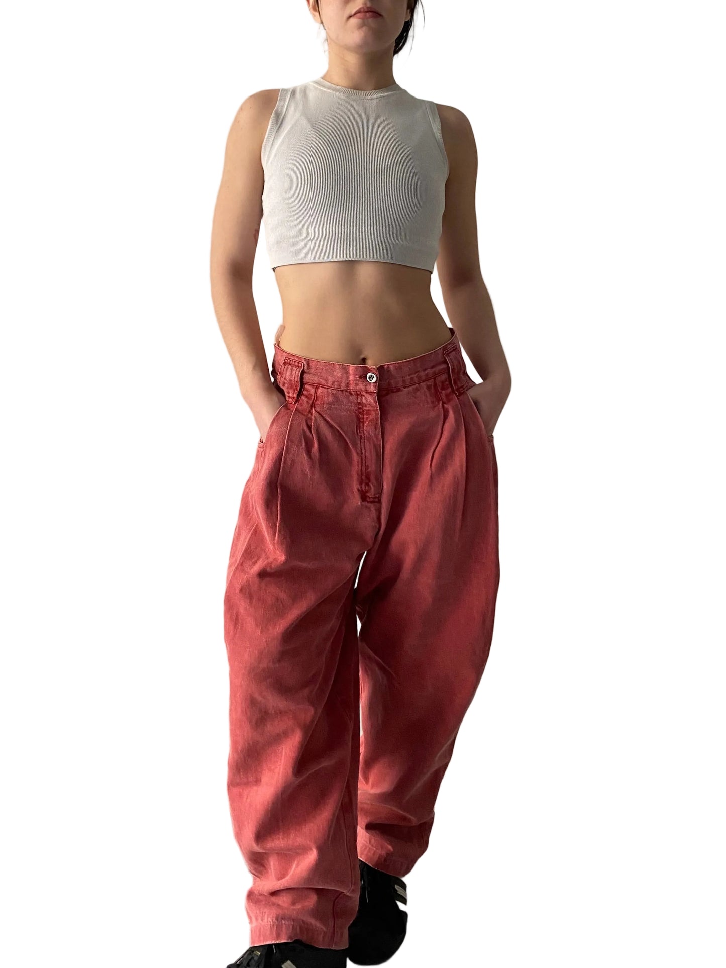 Coral washed baggy pants