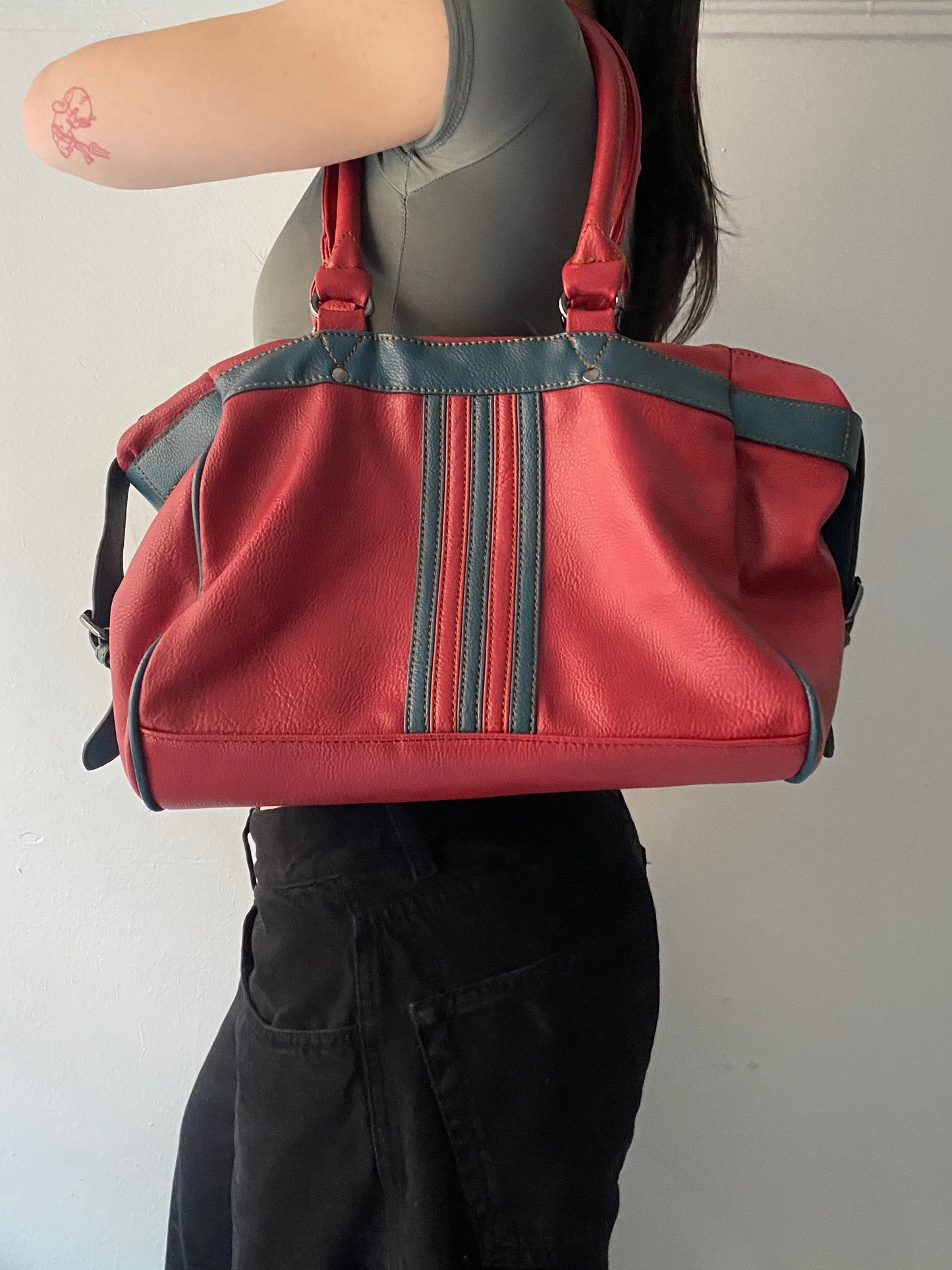 Vintage eco leather big shoulder bag