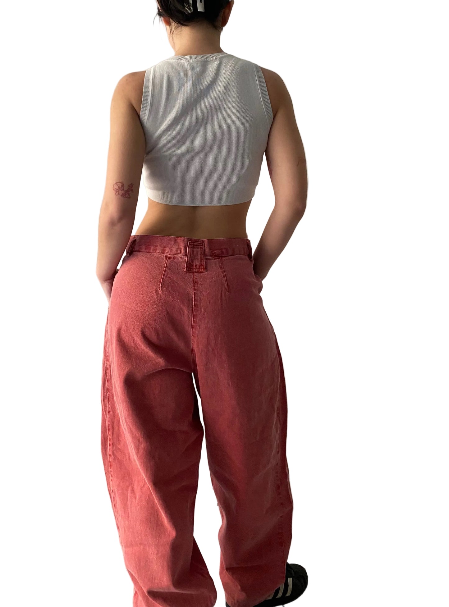 Coral washed baggy pants