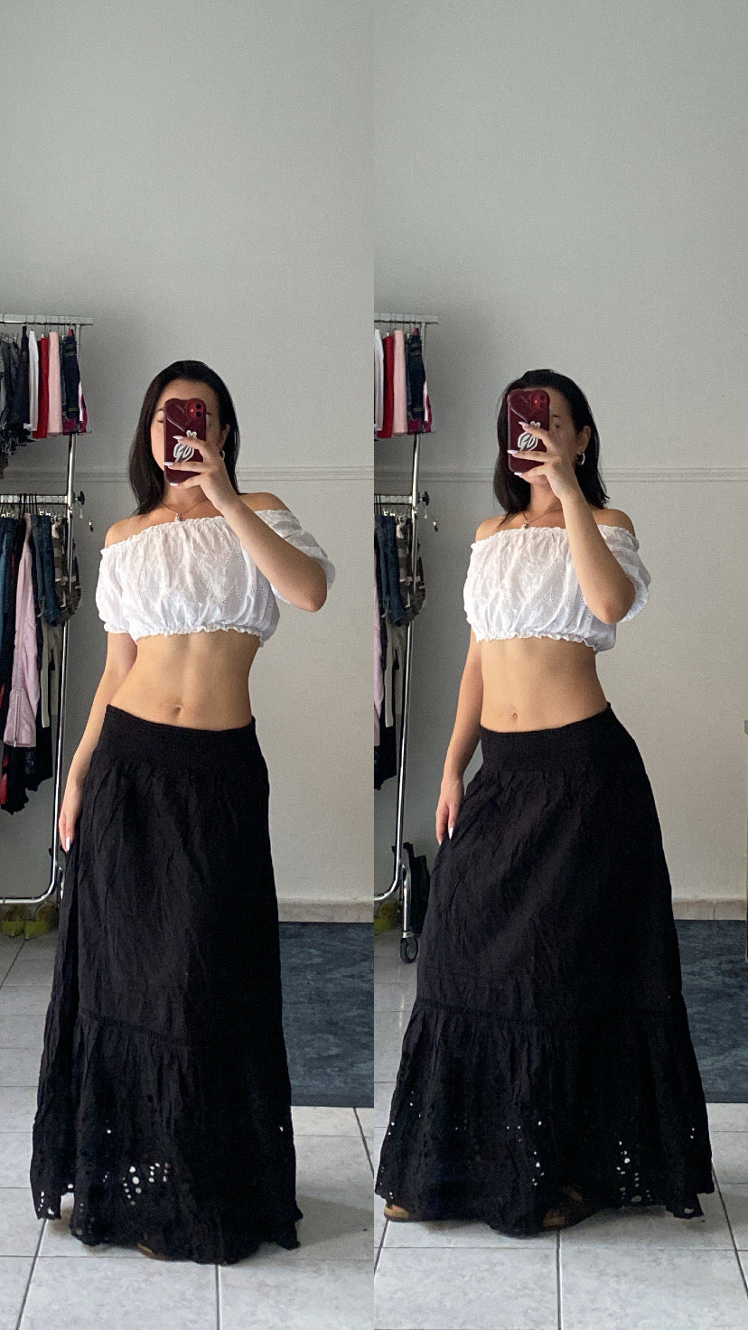 Vintage black maxi cotton skirt