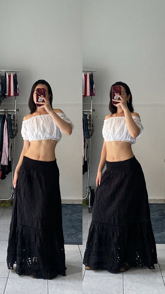 Vintage black maxi cotton skirt