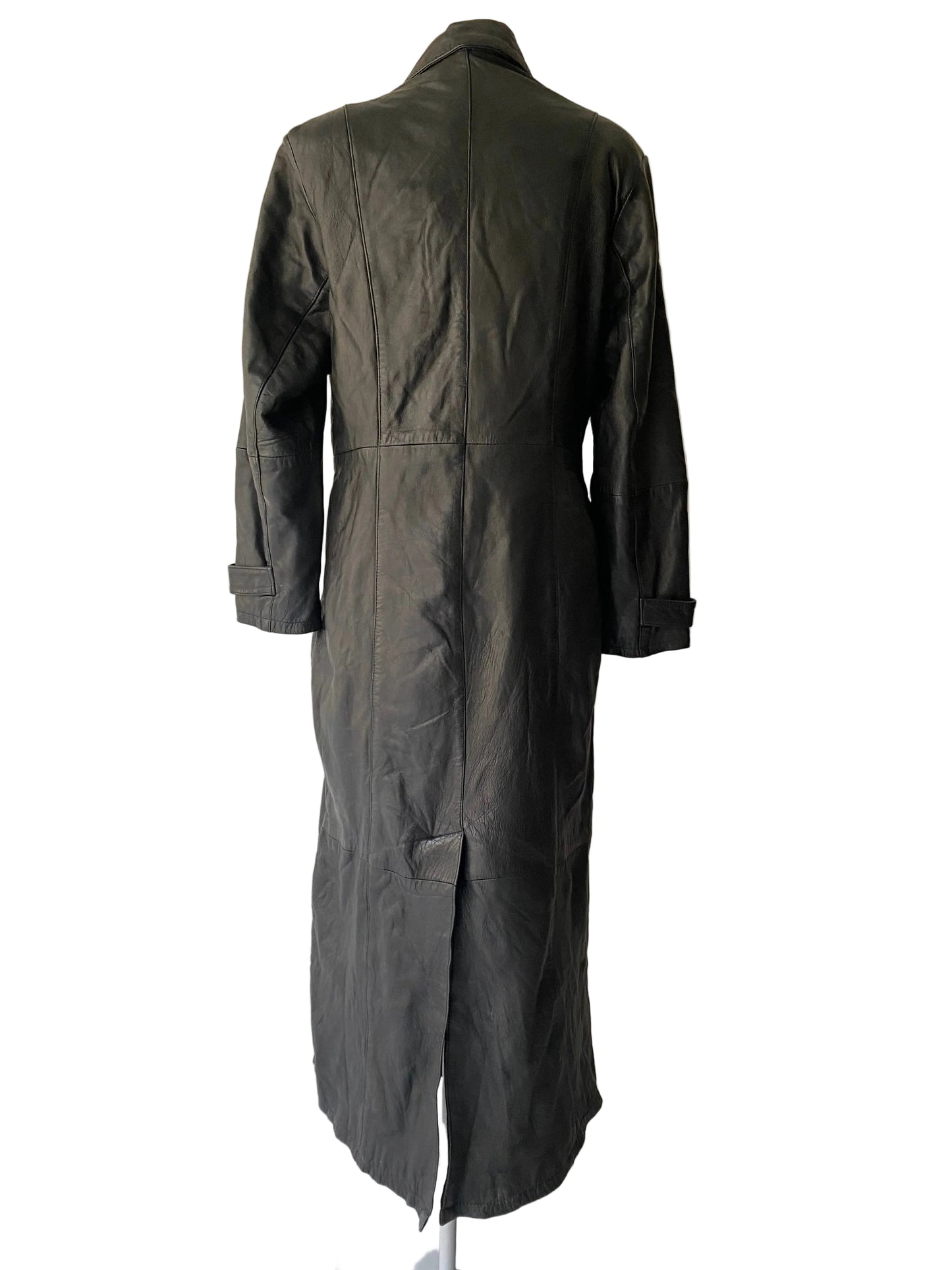 Vintage leather long black coat