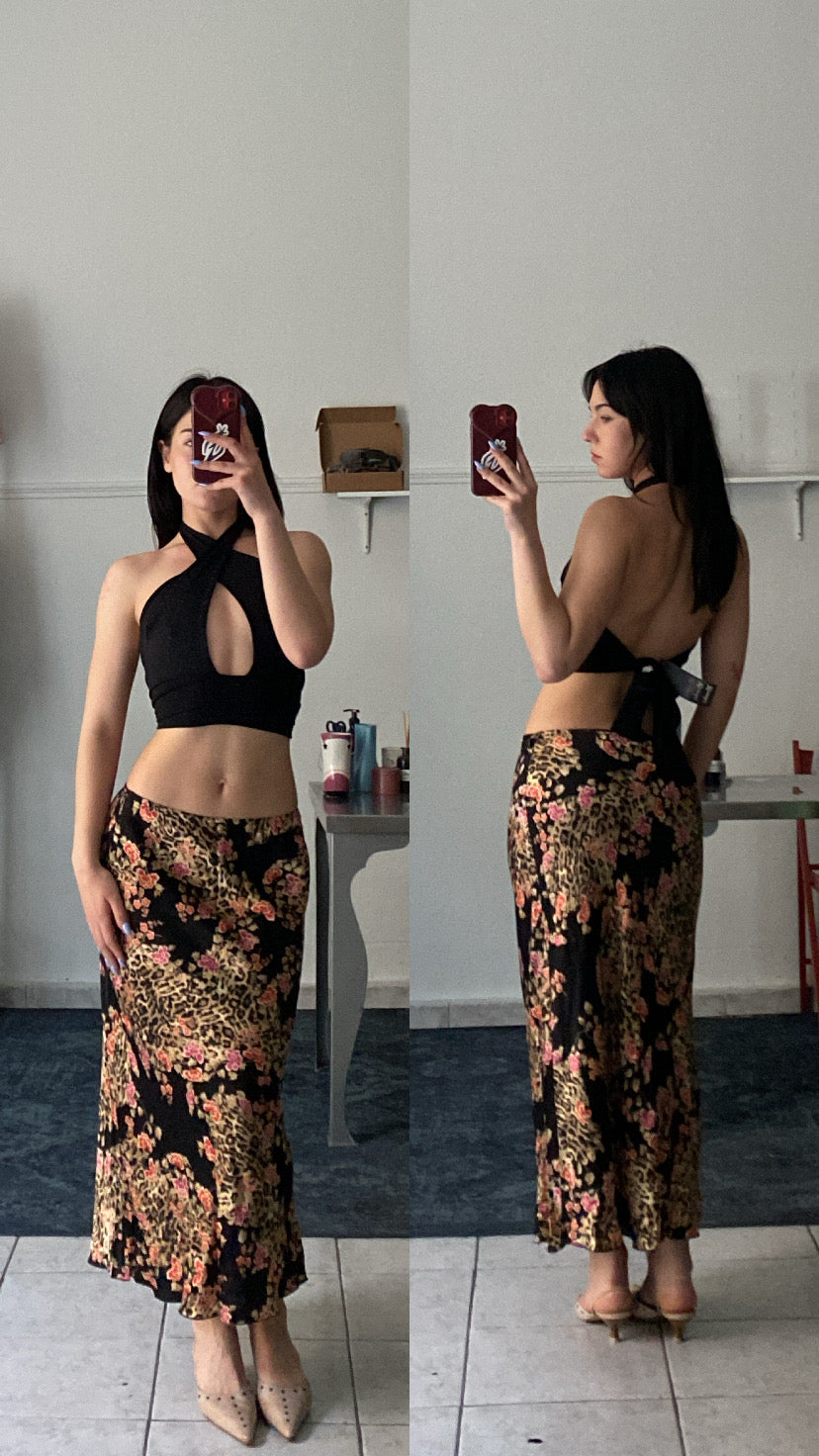Animal print maxi skirt