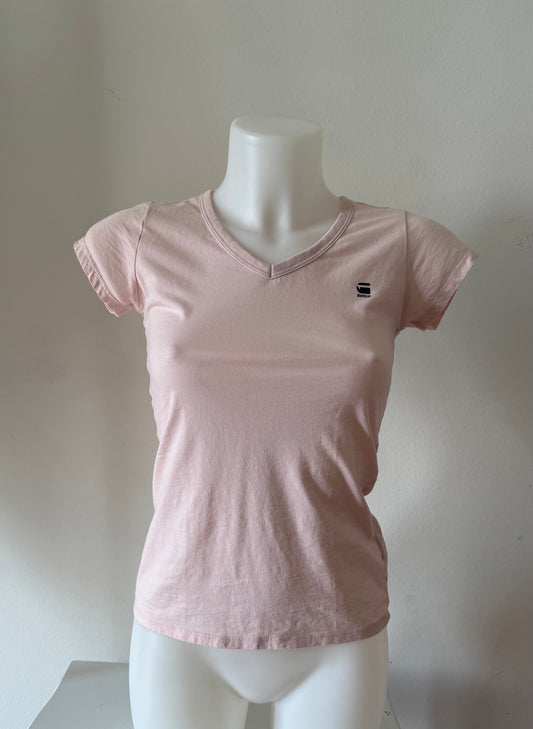 G-Star Raw V Neck fitted top in baby pink