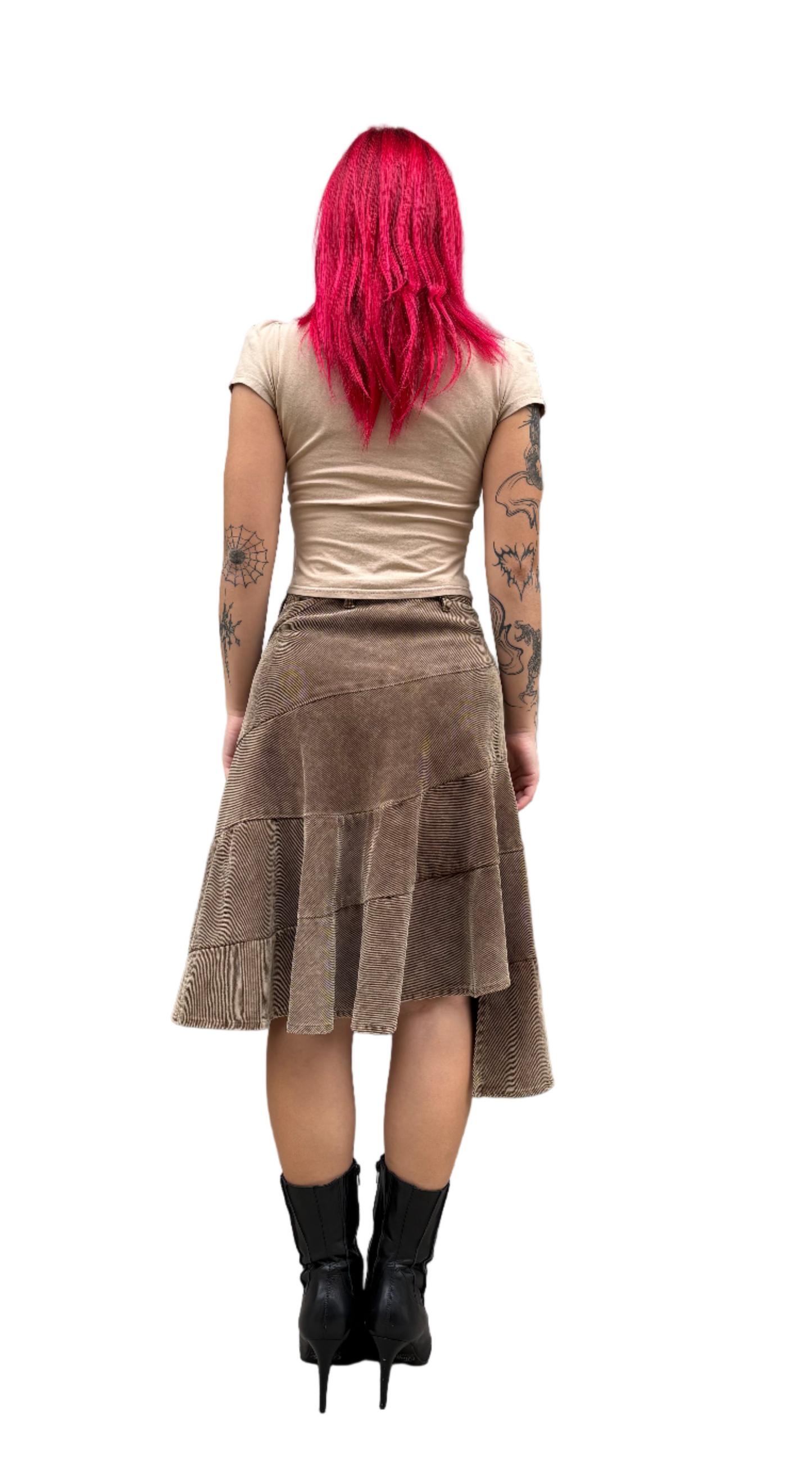 Camel brown asymmetrical midi skirt