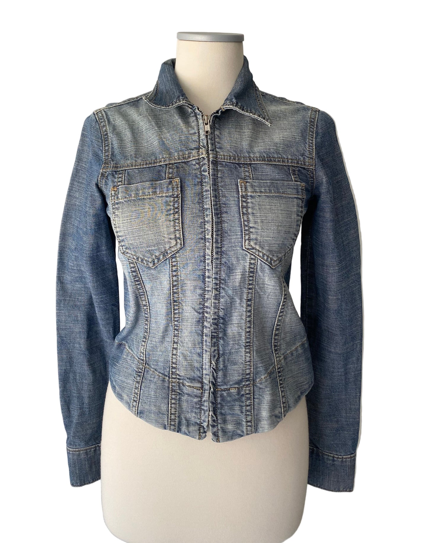 Y2k denim zip up jacket