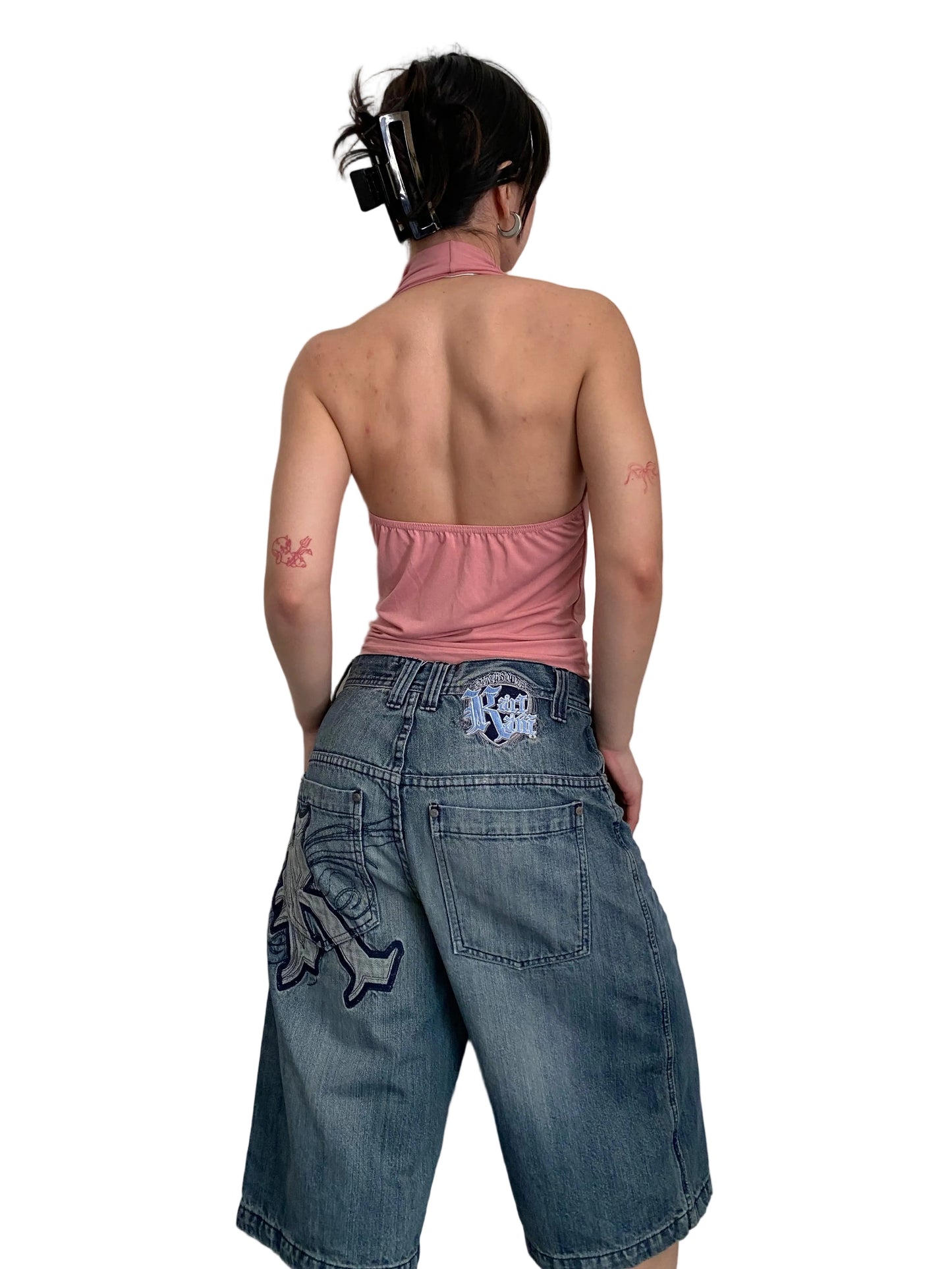 Y2k pink open back top