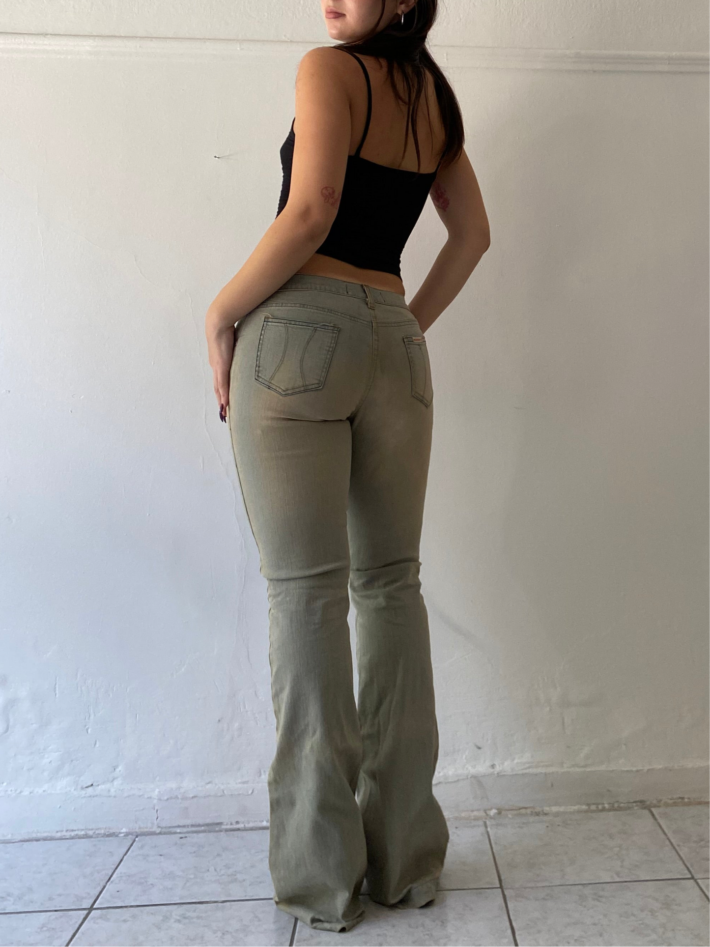Miss denim washed flare pants