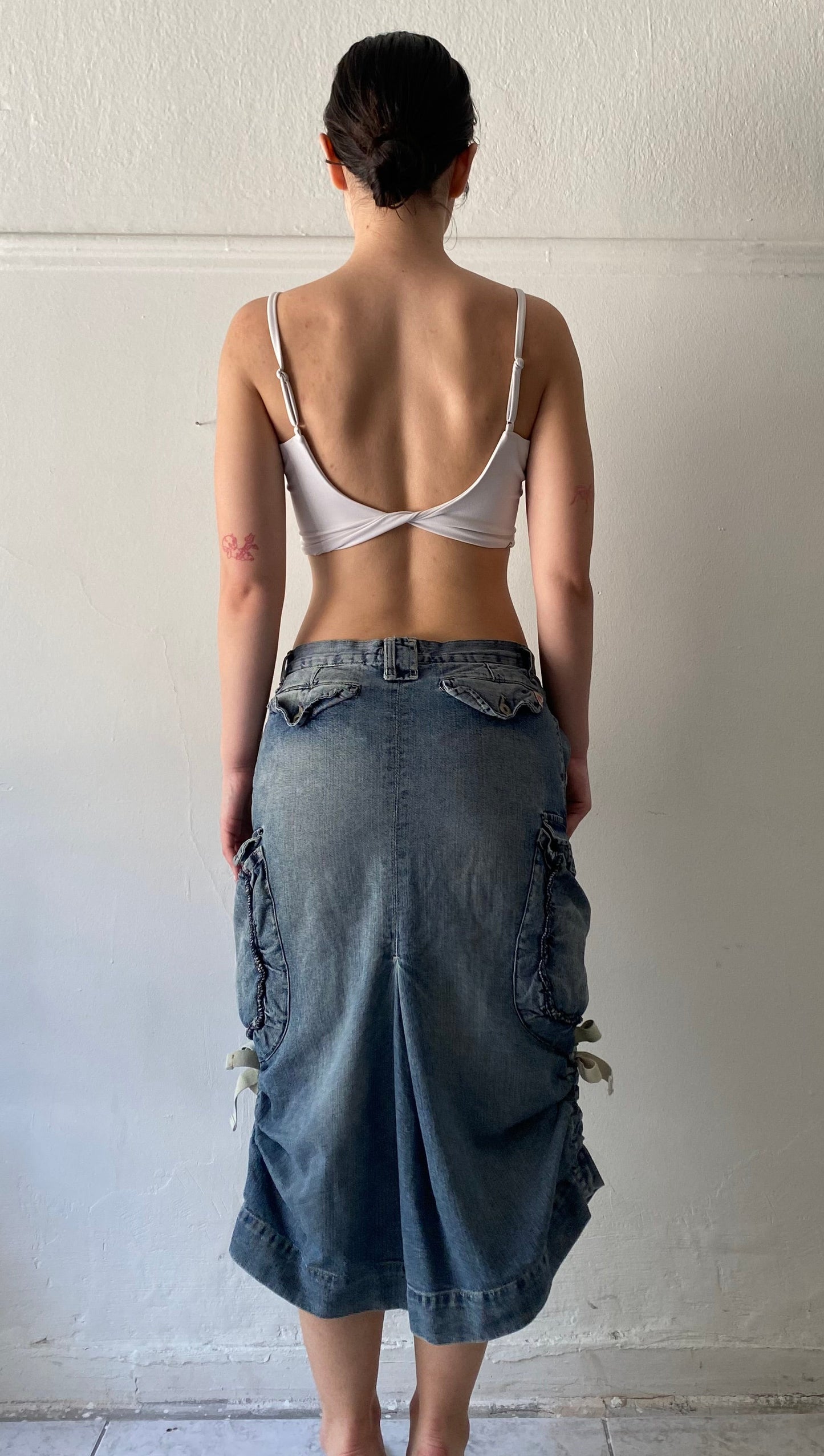 Vintage cargo denim skirt