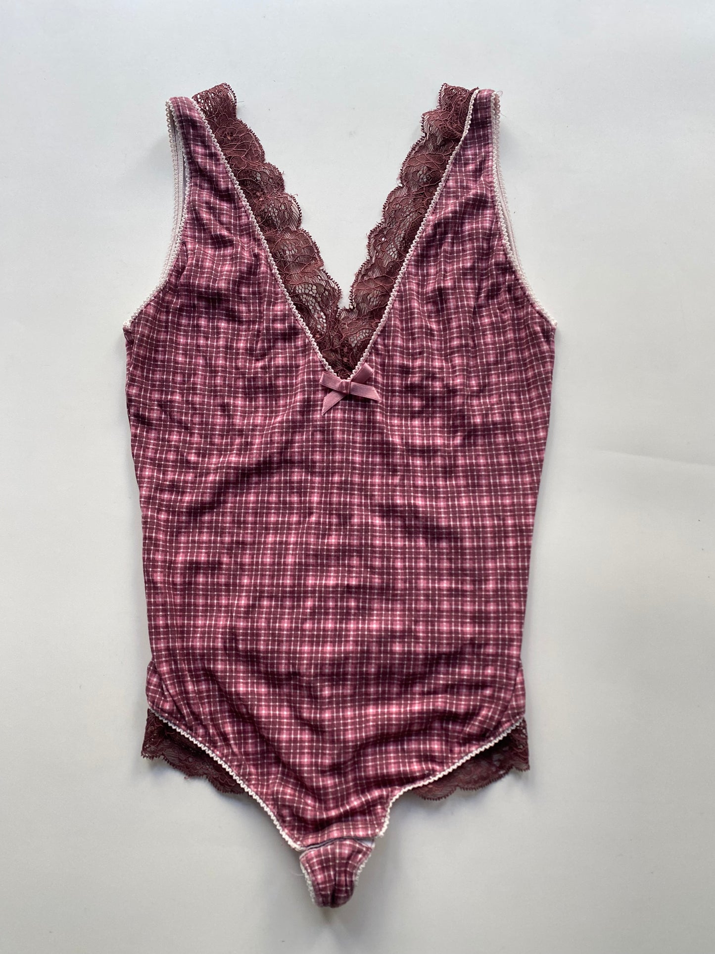 Vintage checkered lace bodysuit
