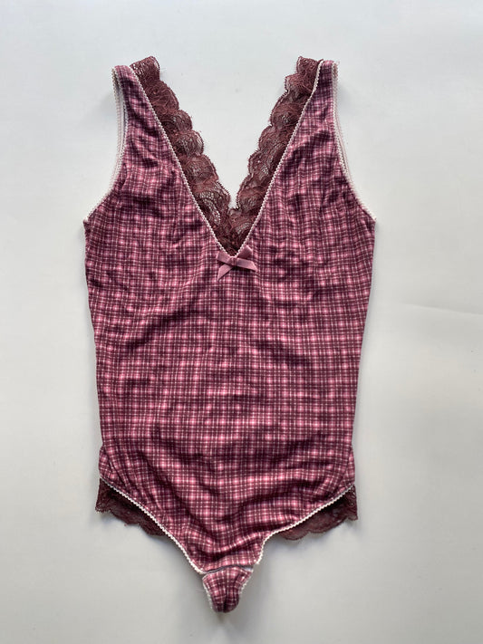 Vintage checkered lace bodysuit