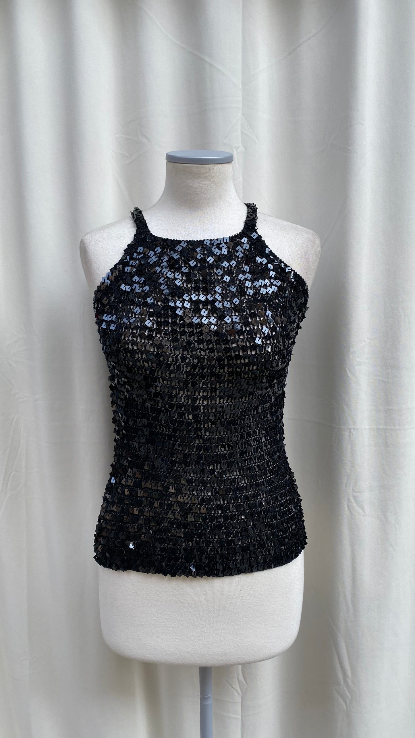 Vintage black sequin top