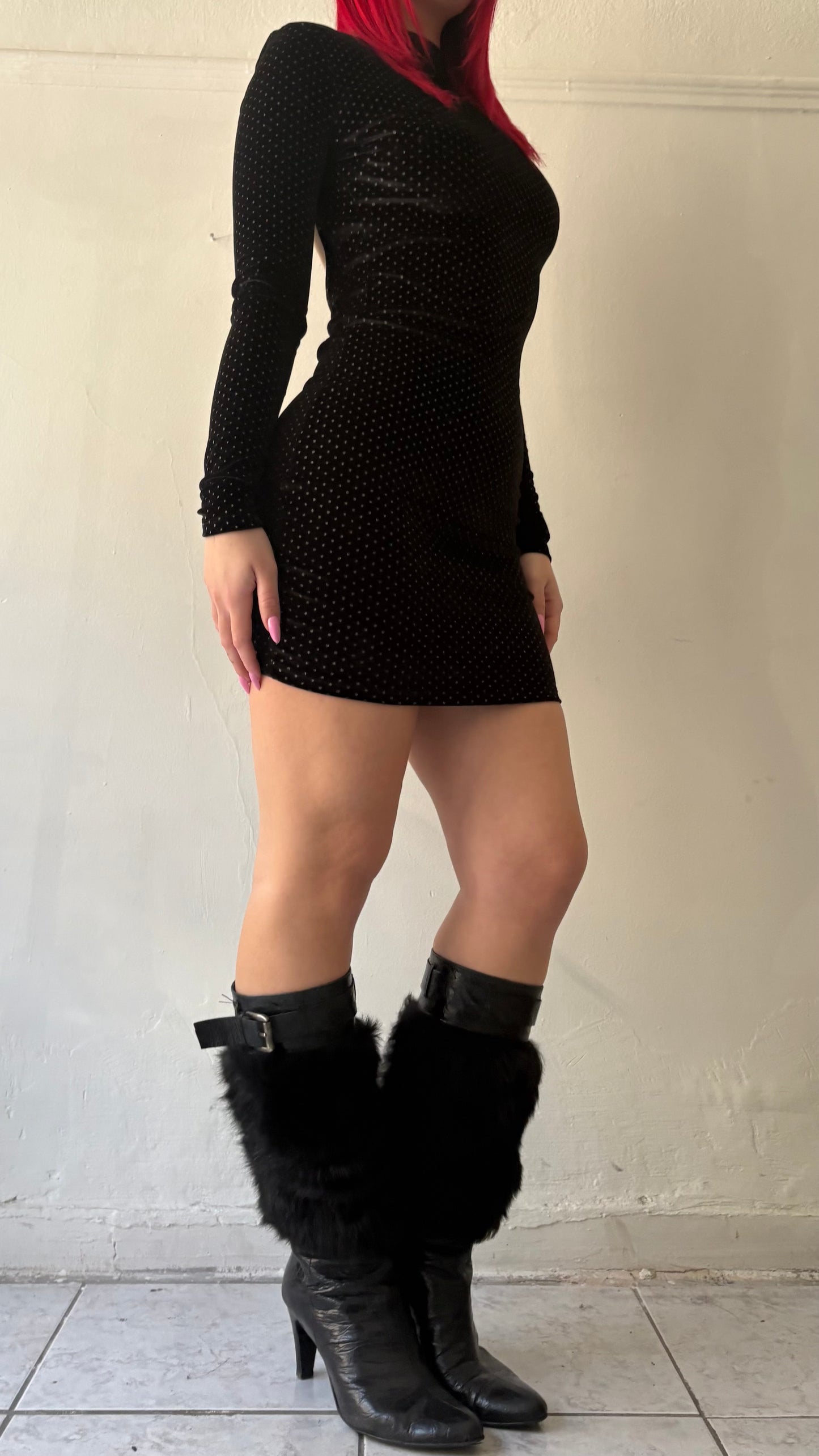 Velvet mini dress with open back