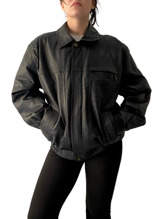 Vintage unisex black bomber jacket