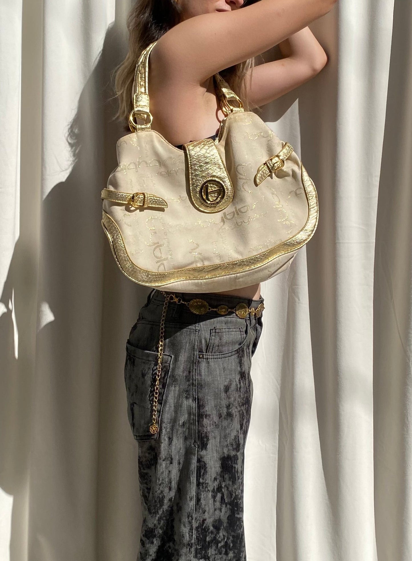 Y2K Byblos Gold Shoulder Bag