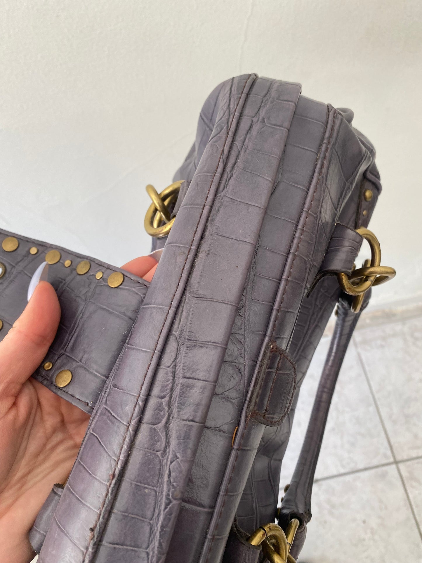 Nine West Croco Purple leather bag