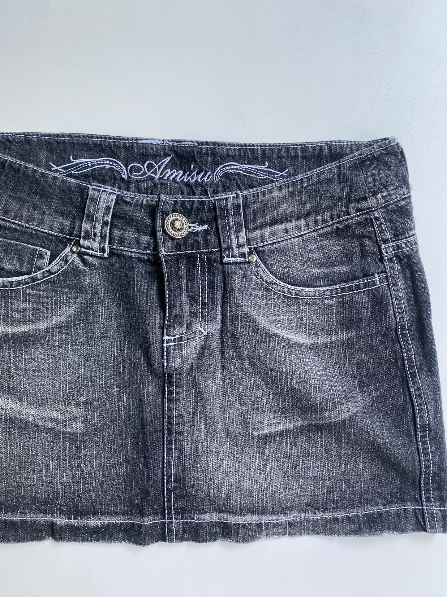 Y2k grey washed mini skirt