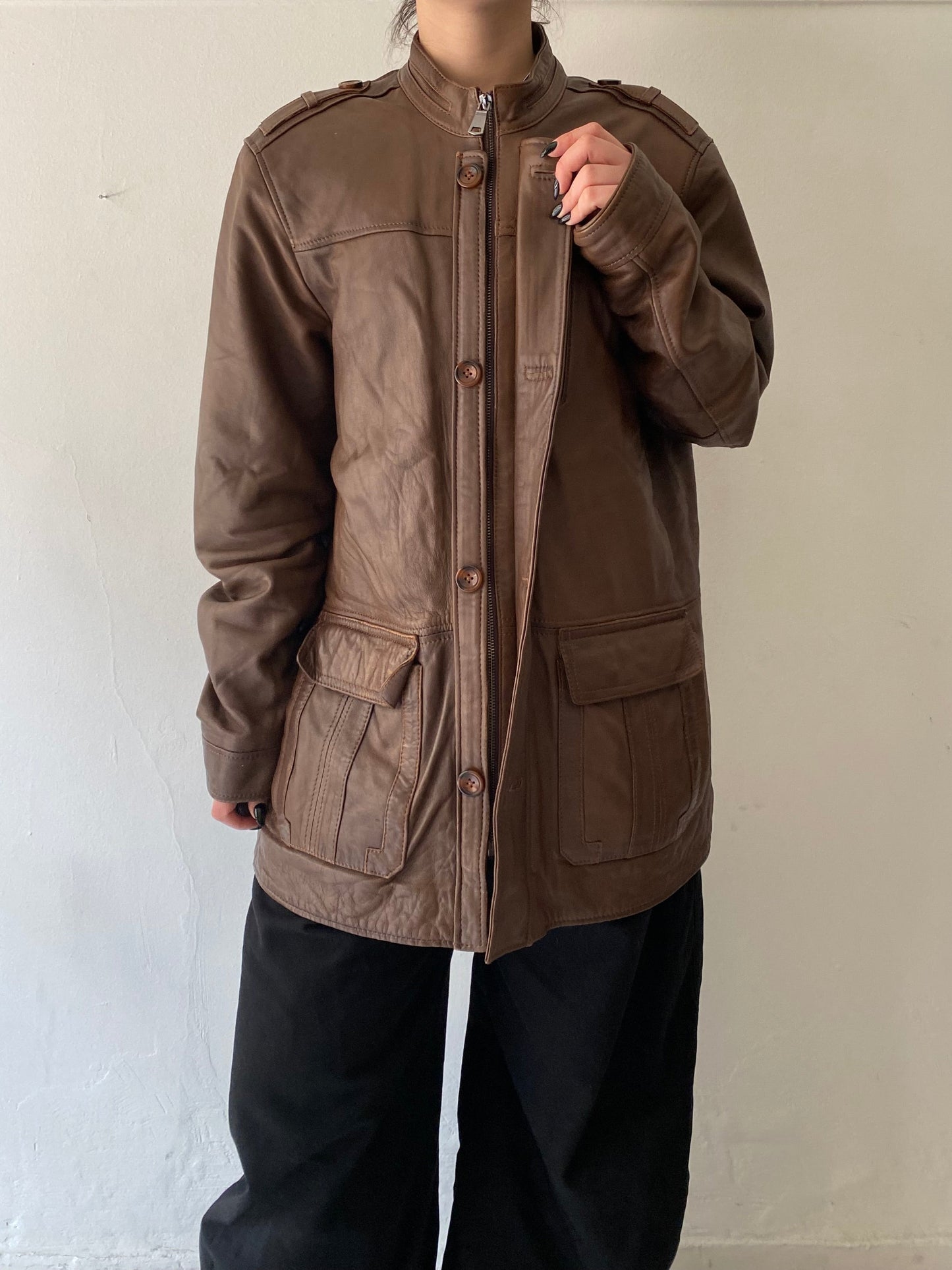 Real leather men’s brown jacket
