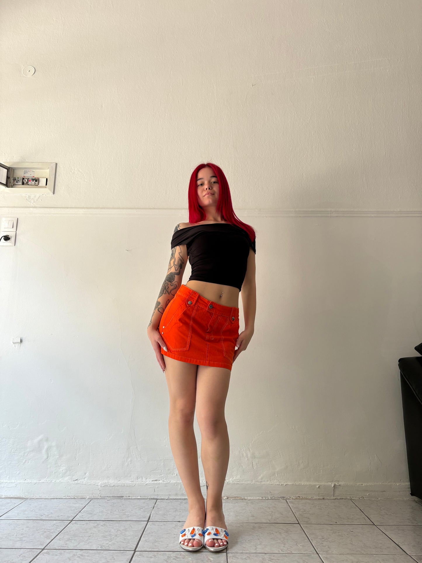 Deadstock Bylot orange mini skirt