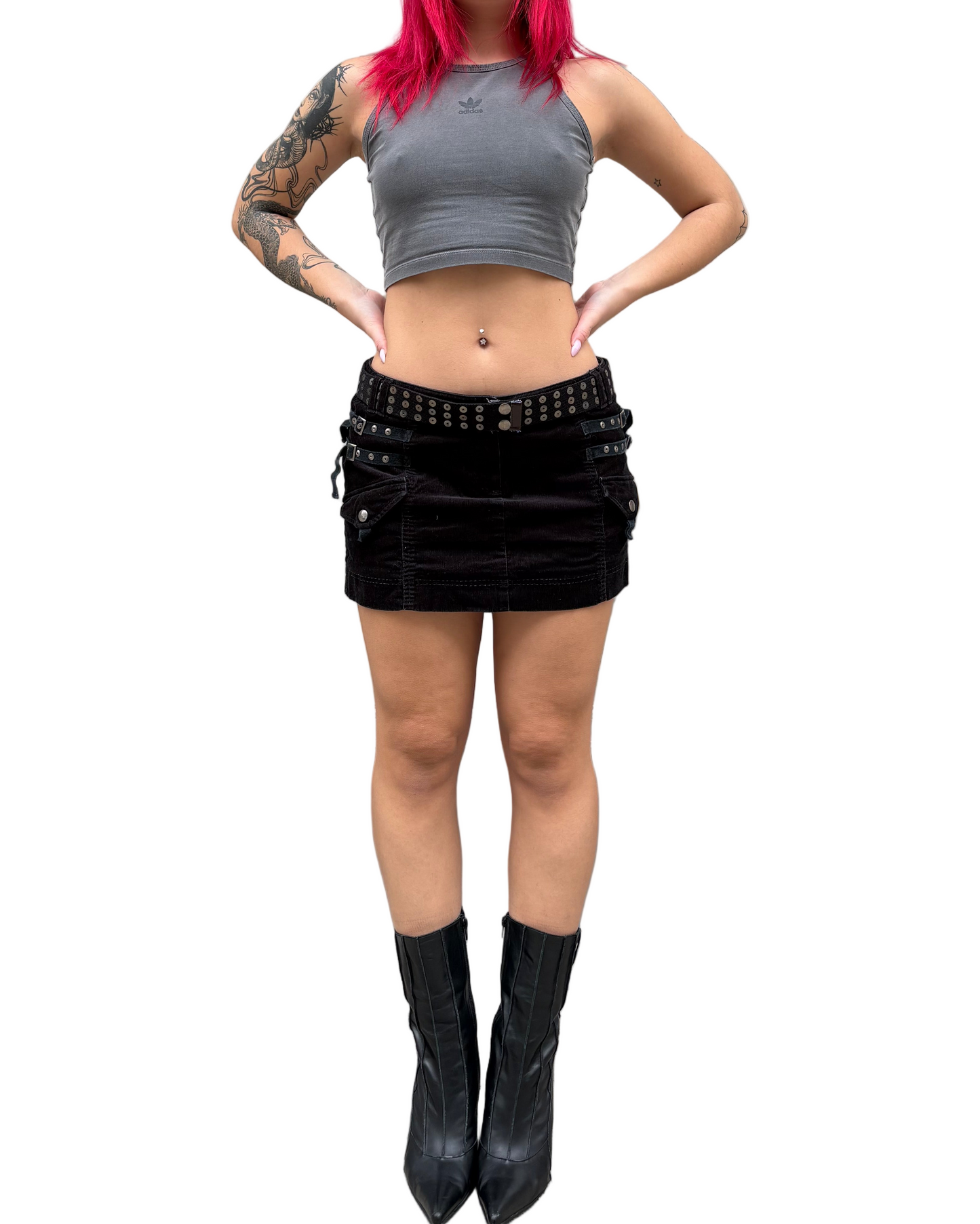 Sisley black corduroy mini skirt