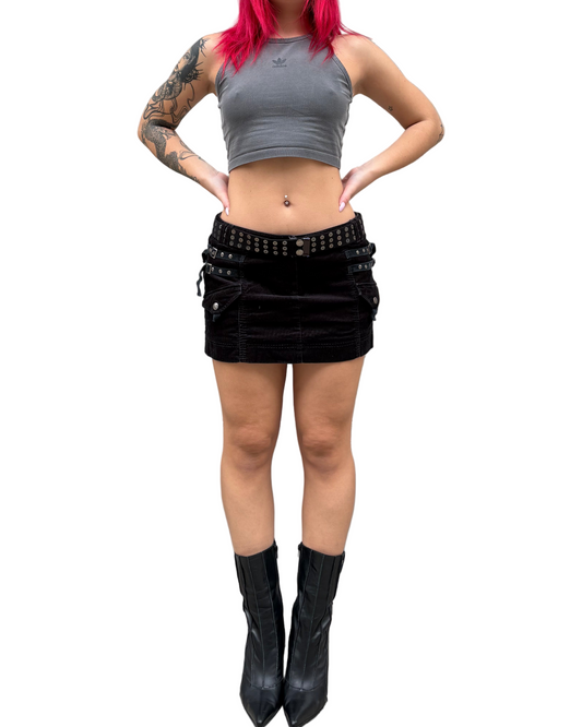 Sisley black corduroy mini skirt