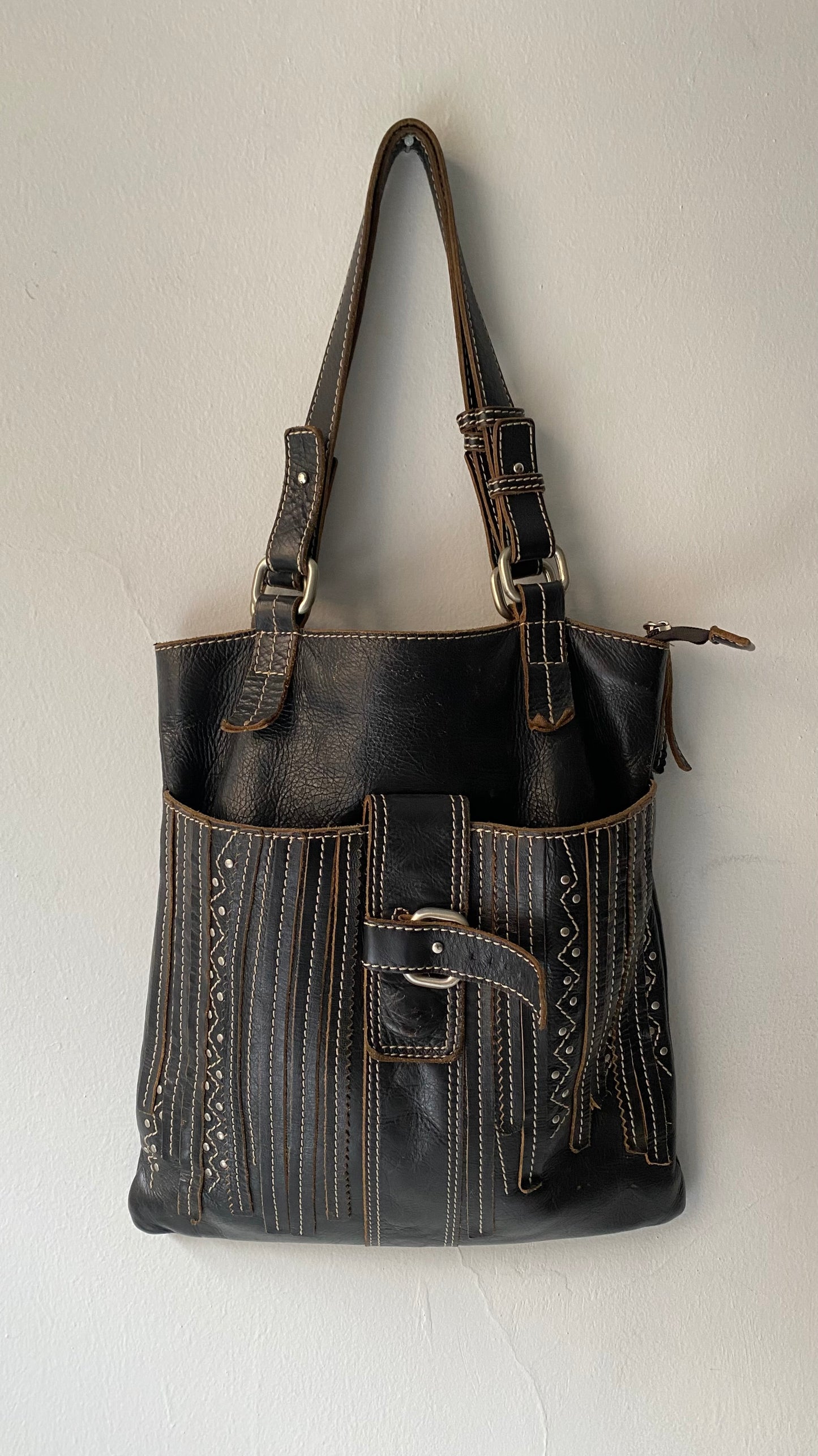 Vintage Sisley Leather Shoulder Bag