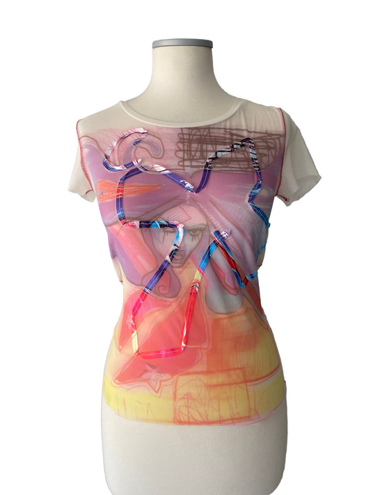 Vintage mesh print top