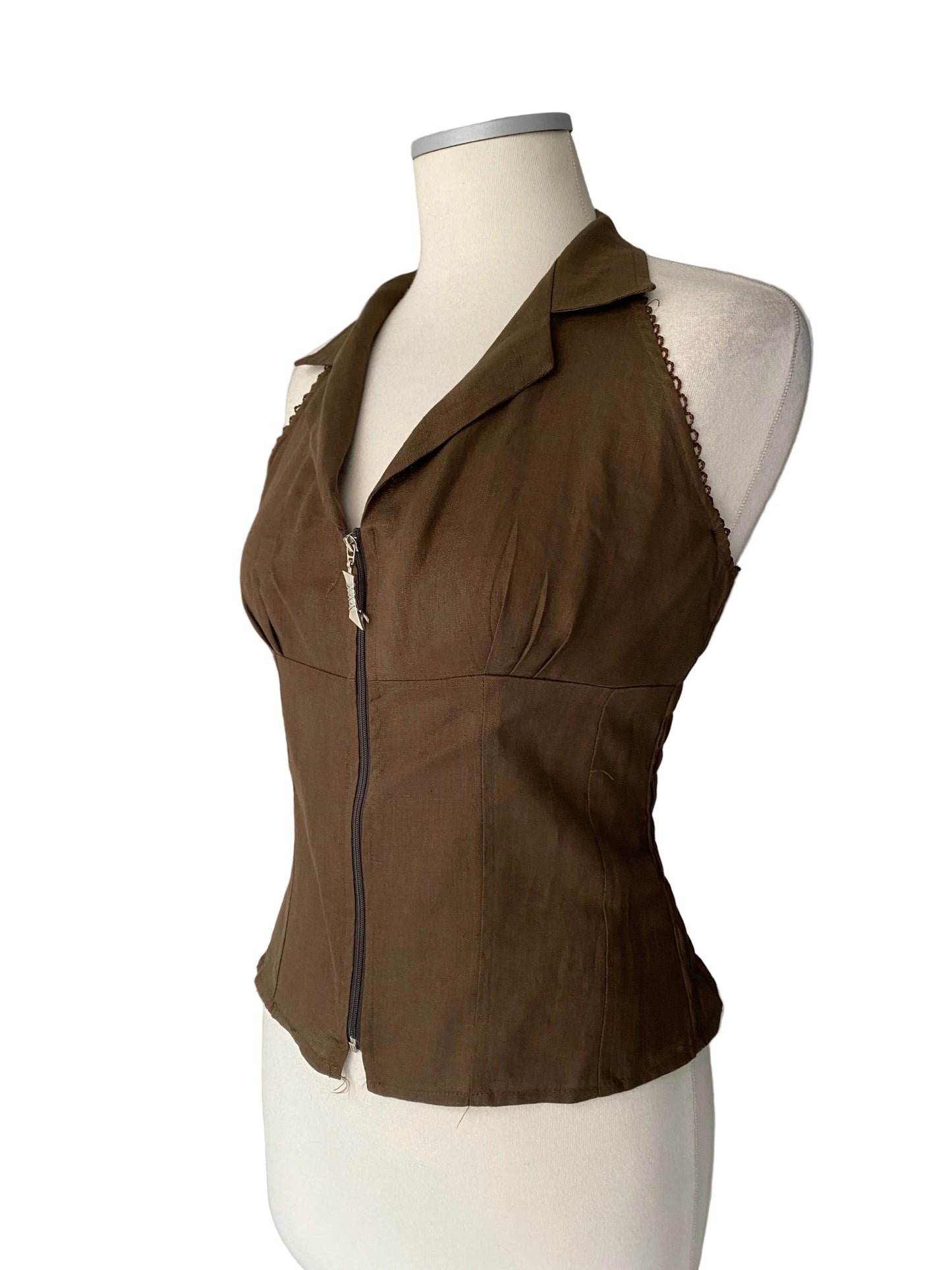 Y2K brown V neck top