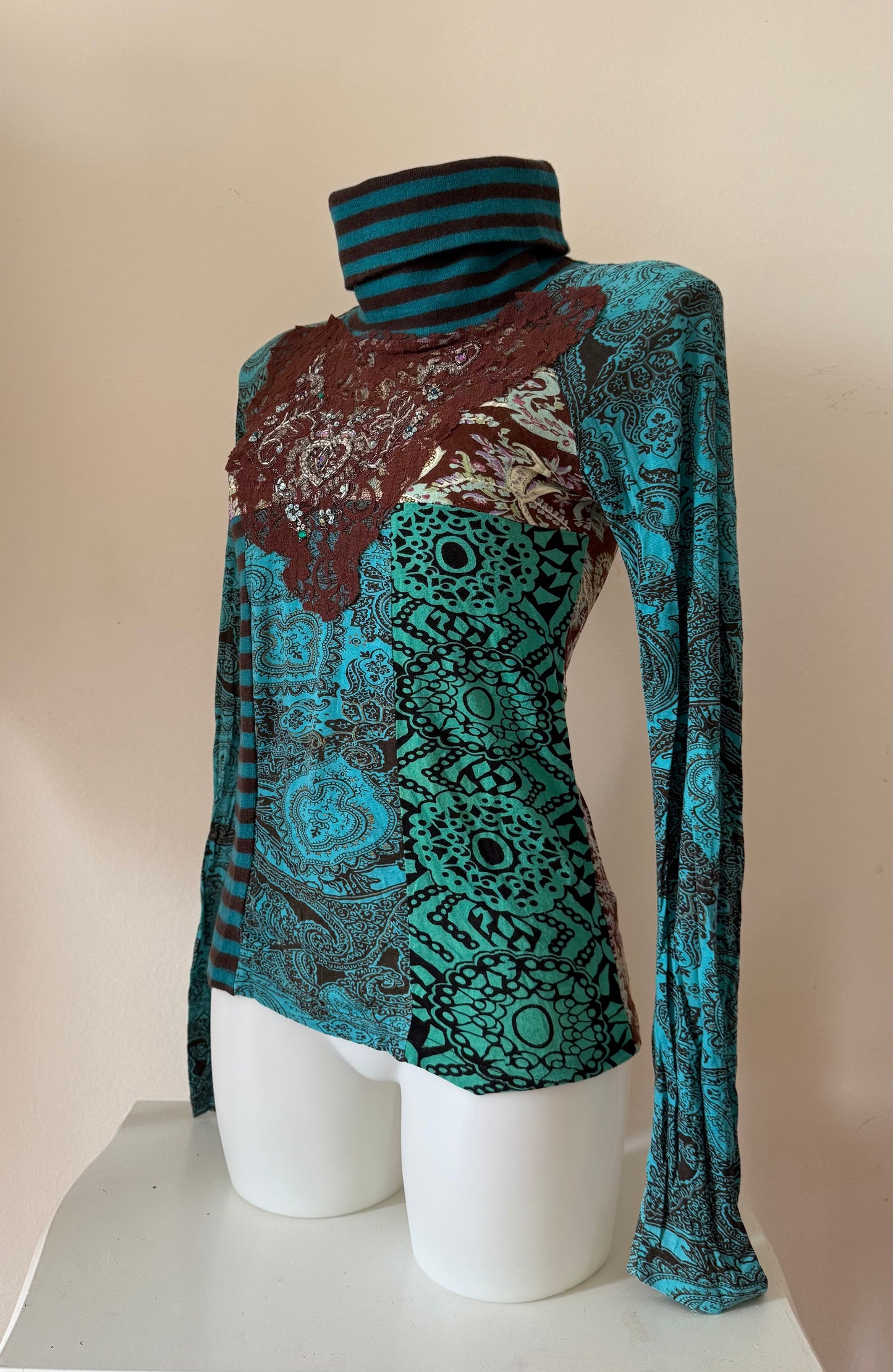One of a kind vintage high neck top