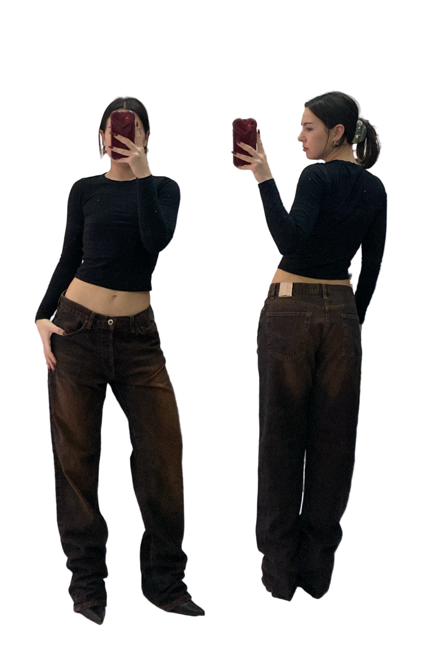 Vintage brown washed baggy jeans
