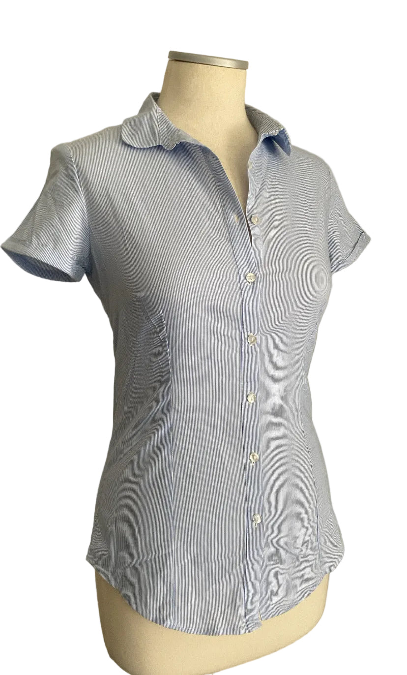Y2K office siren striped shirt