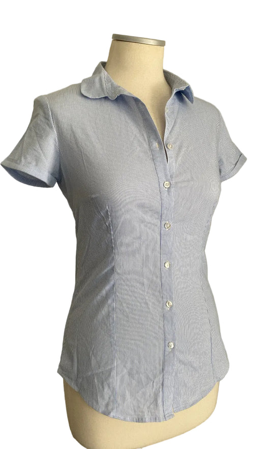 Y2K office siren striped shirt