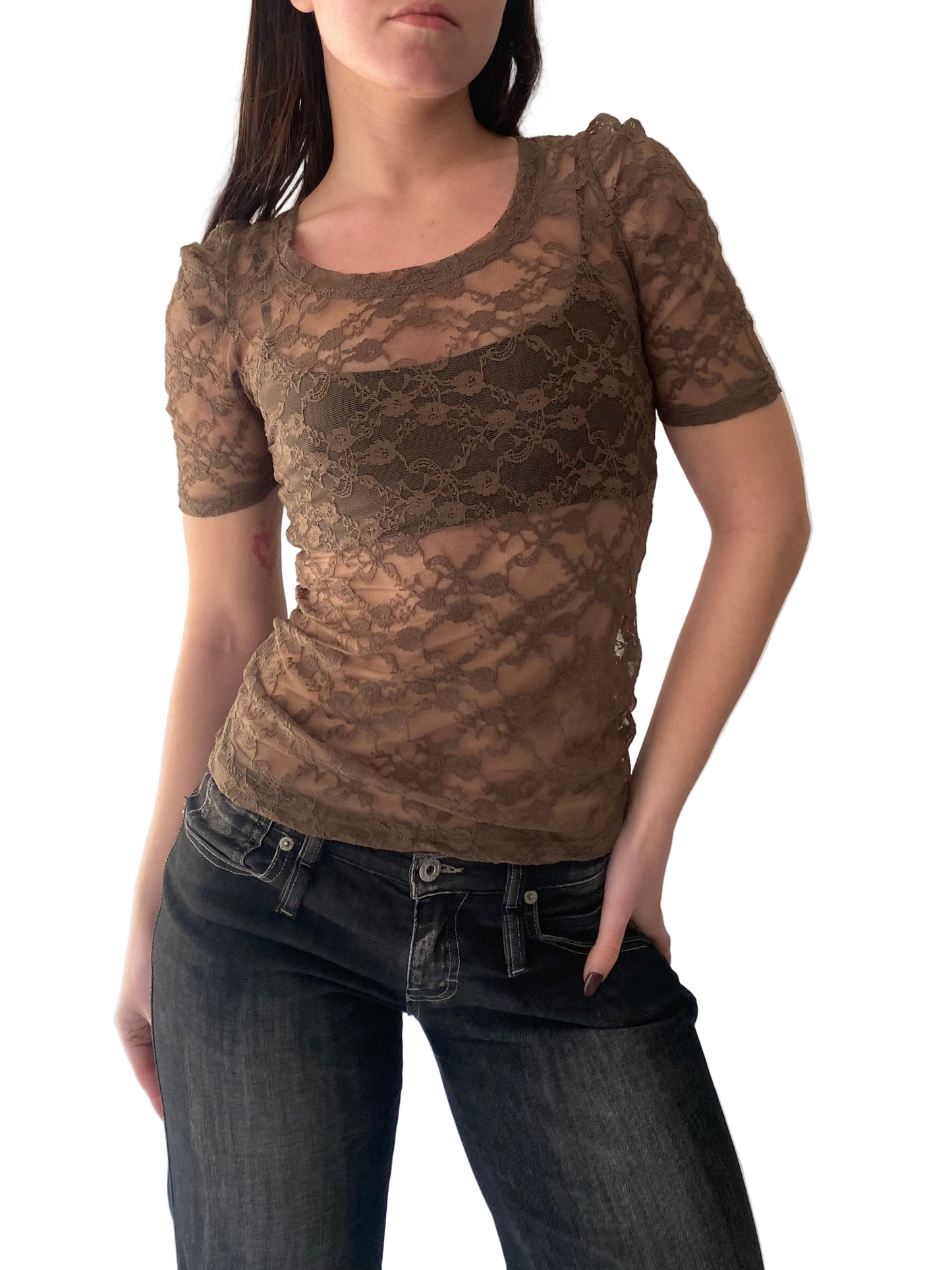 Deadstock khaki lace t-shirt