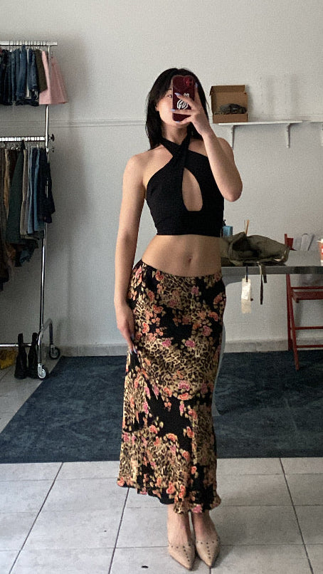 Animal print maxi skirt