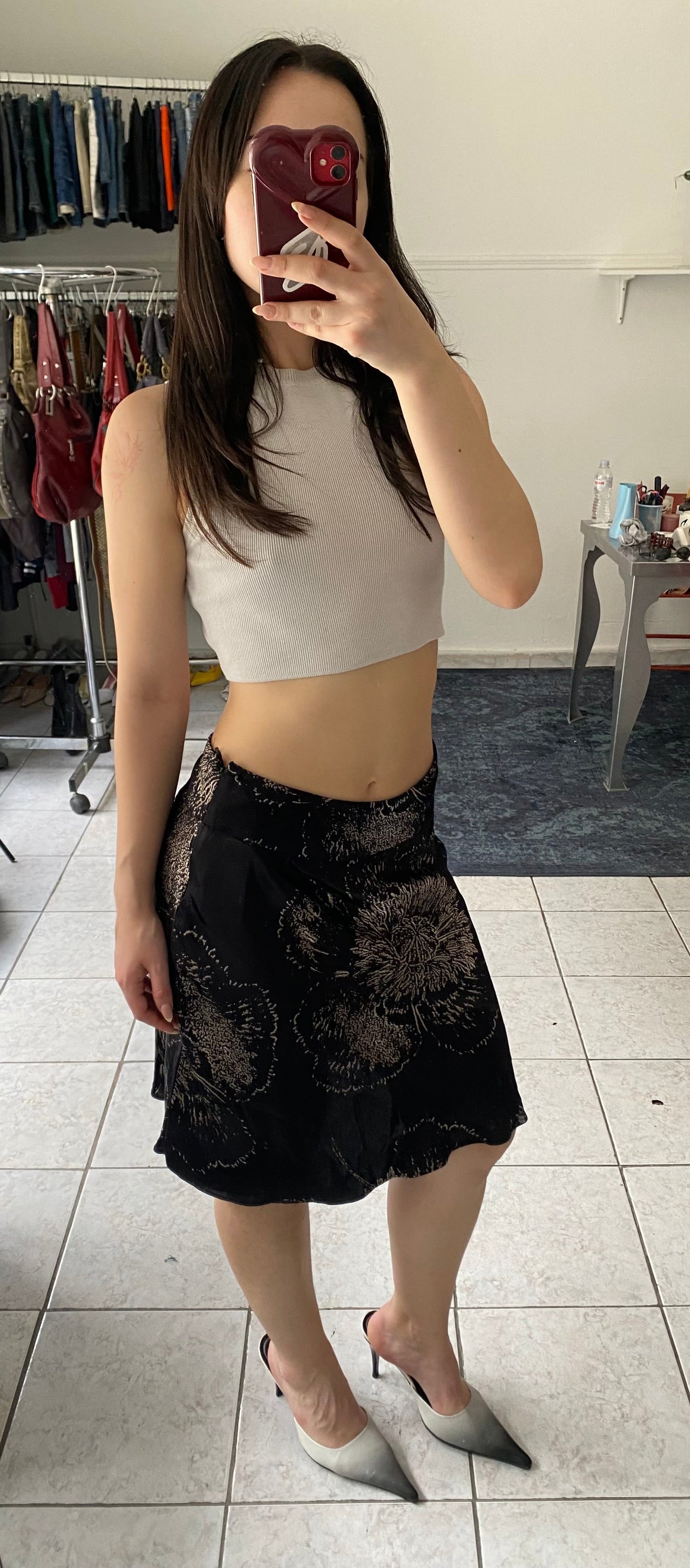 Ysatis satin midi skirt