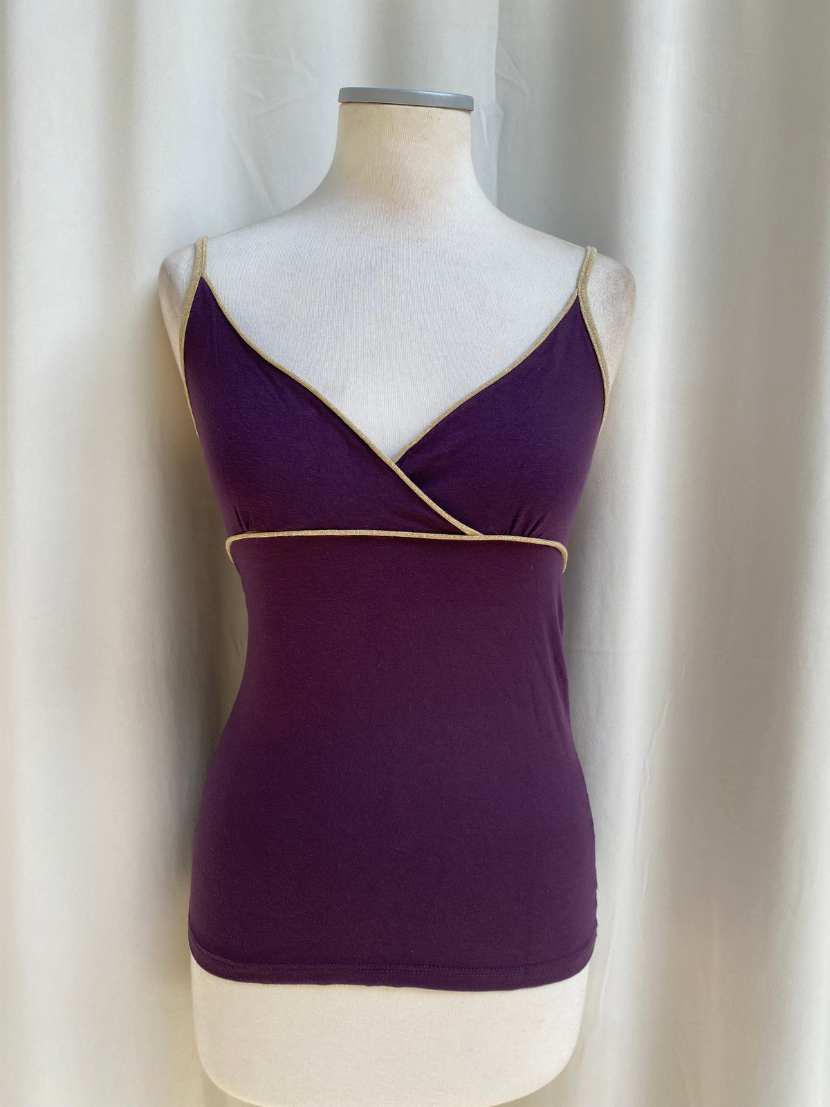 Y2K deep purple cami top with shimmery details