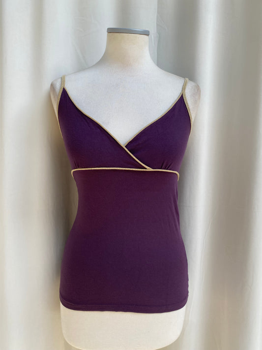 Y2K deep purple cami top with shimmery details