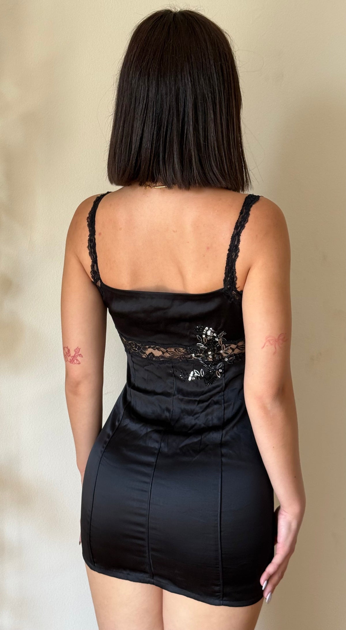 Vintage lace mini dress with beaded details