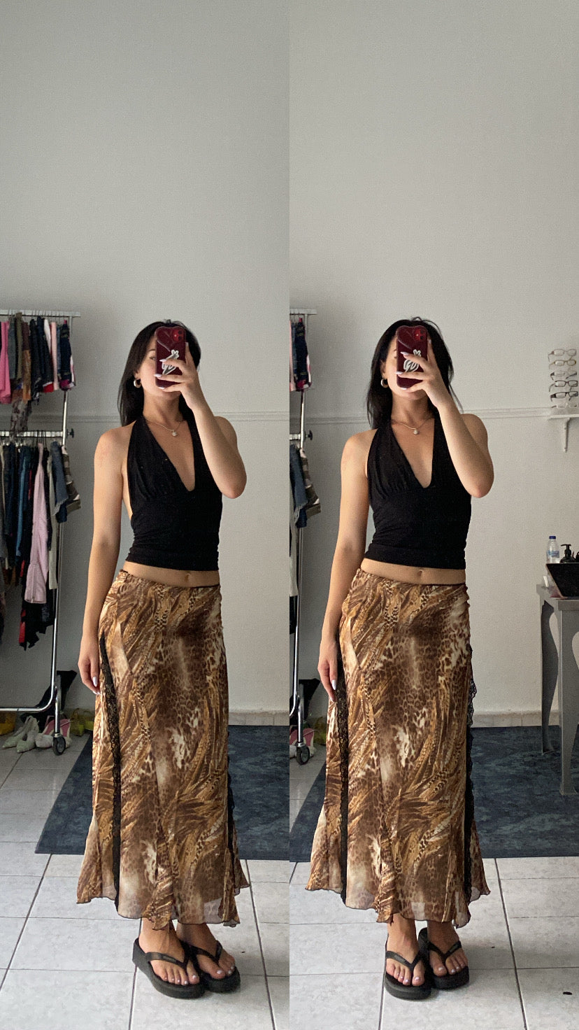 Vintage animal print maxi skirt