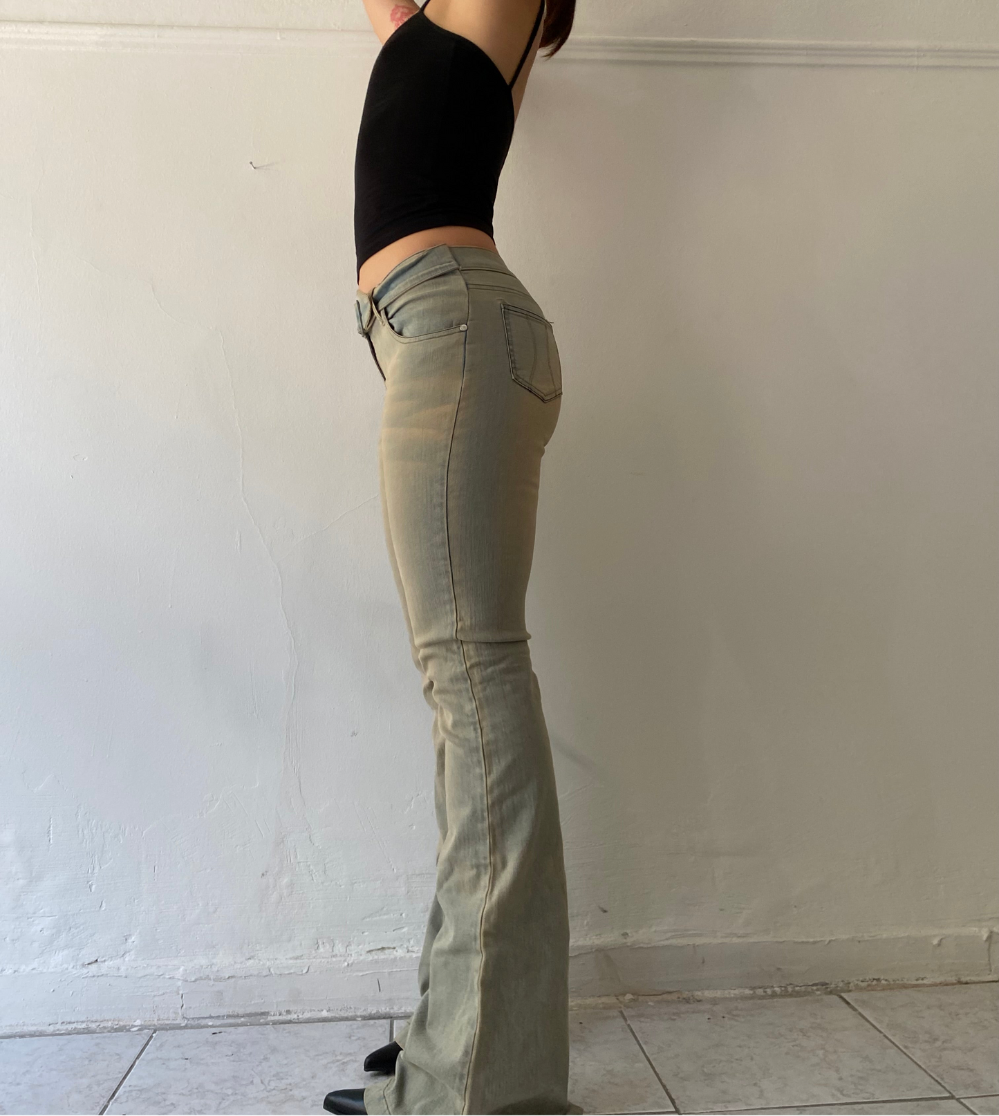 Miss denim washed flare pants