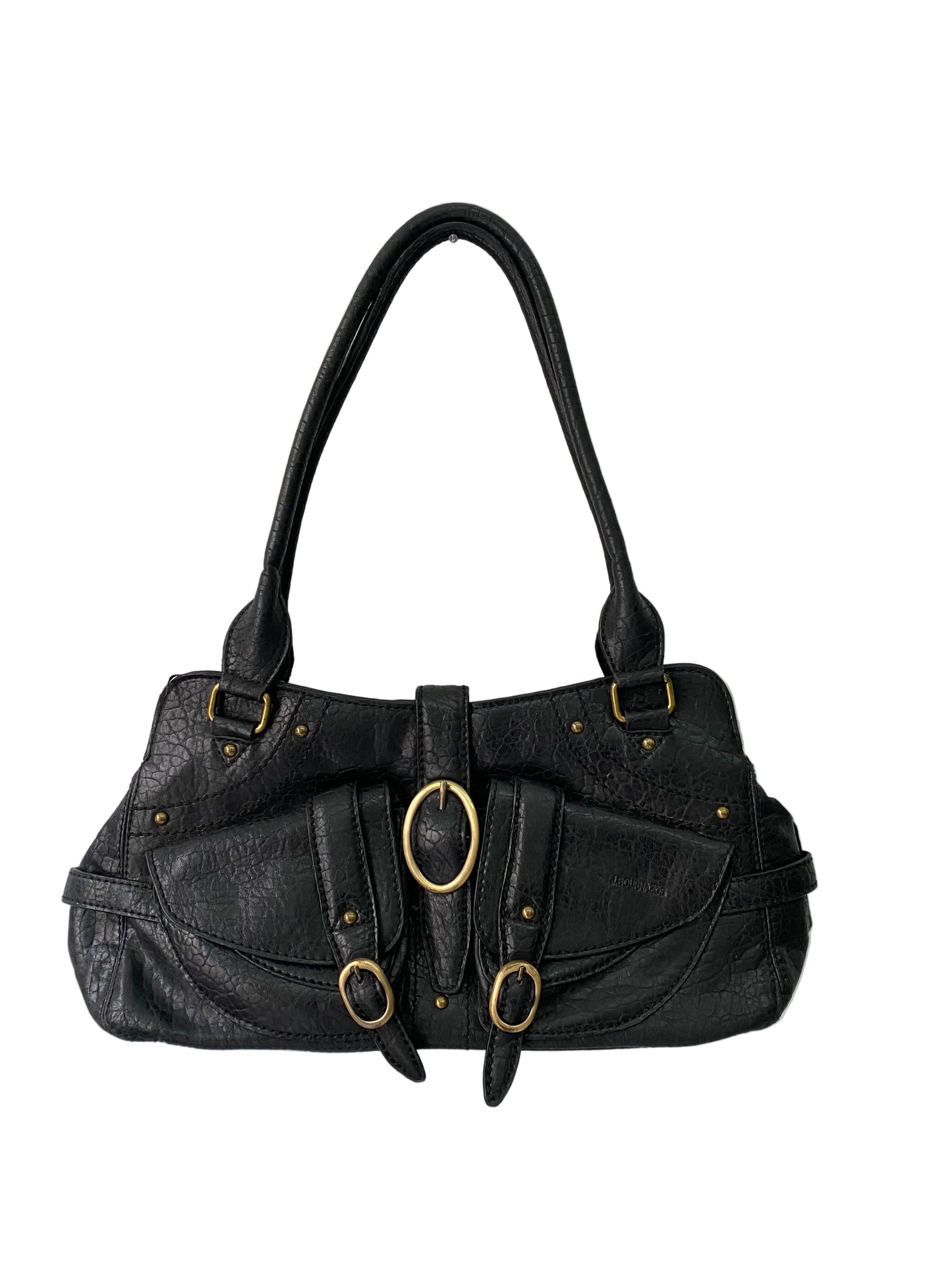 Vintage leather shoulder bag with buckle details