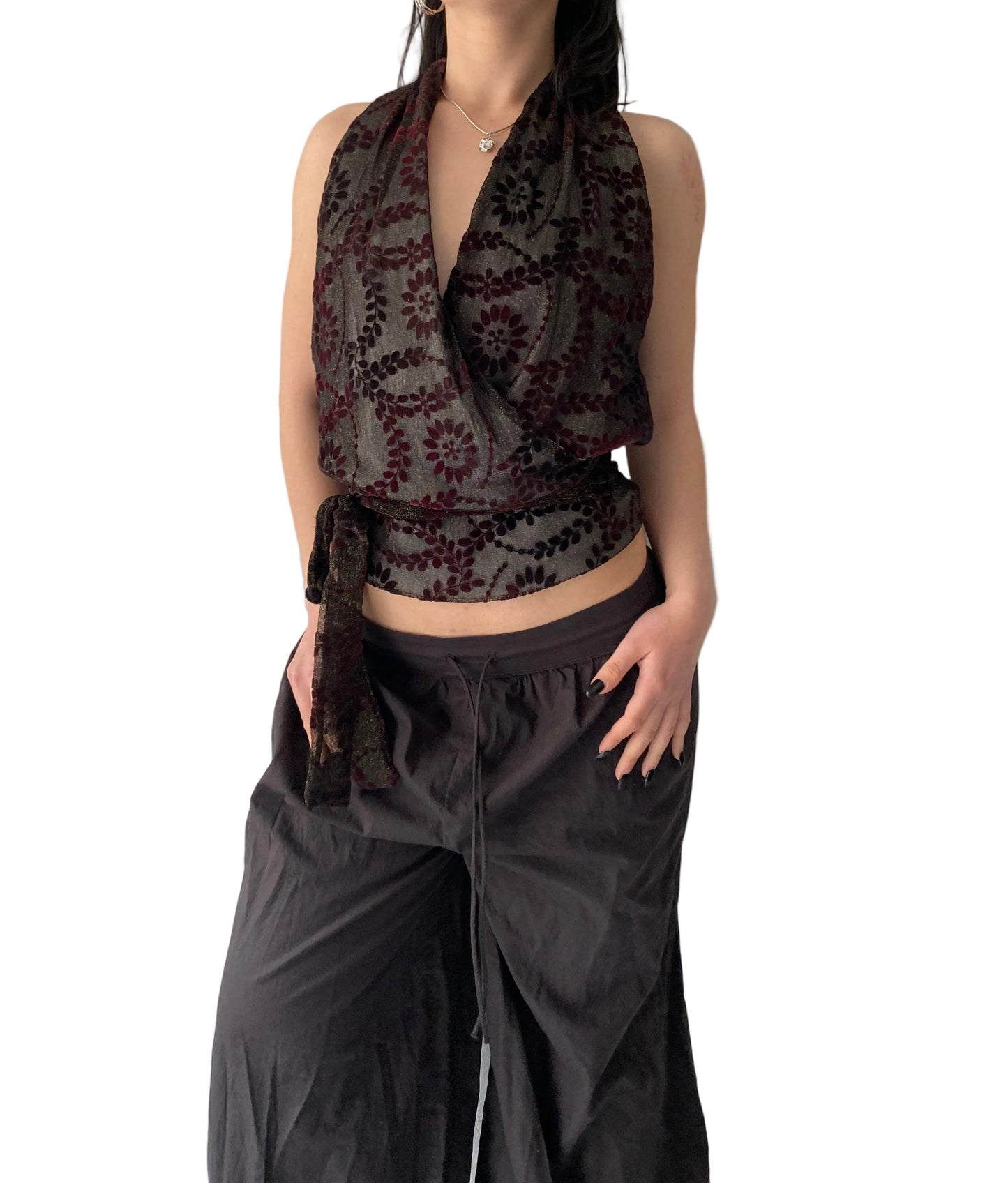 Deadstock open back halter top