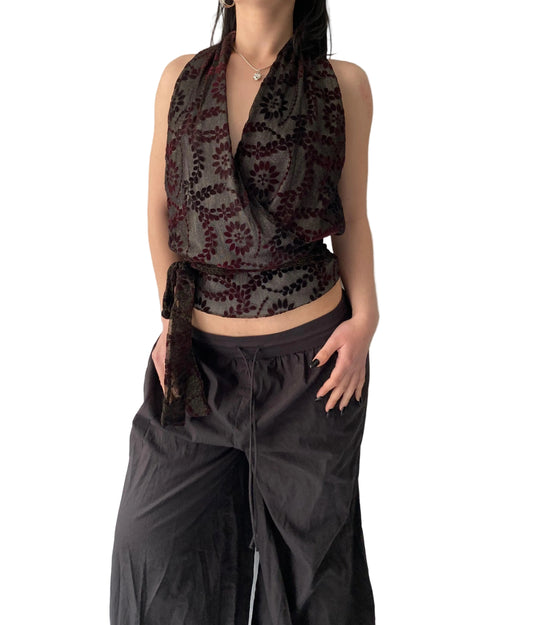 Deadstock open back halter top
