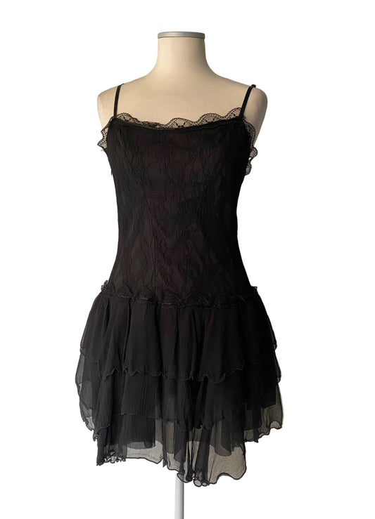 Vintage black lace mini dress