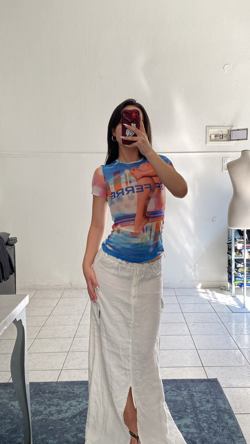 Miss denim linen skirt