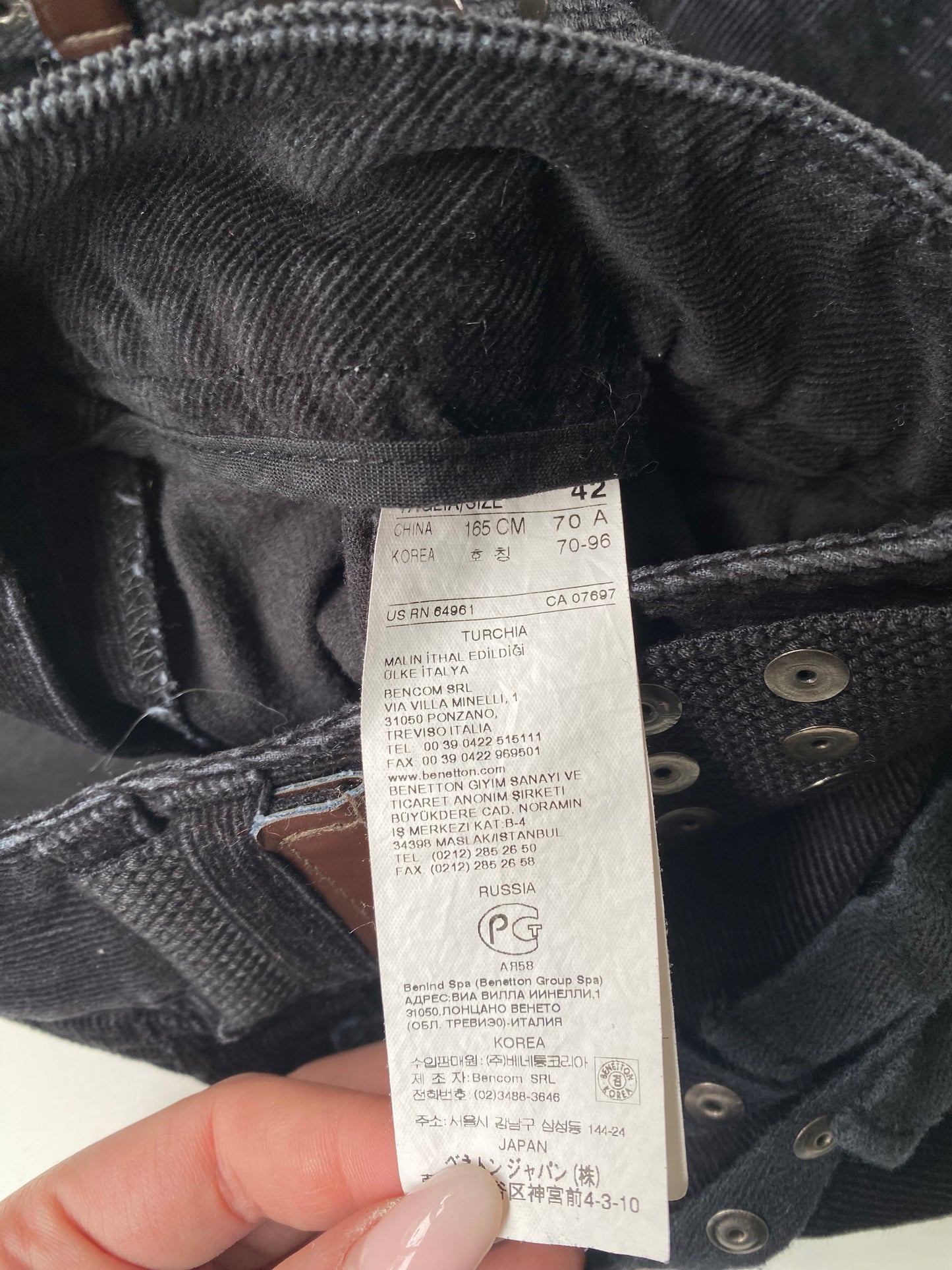 Sisley black corduroy mini skirt