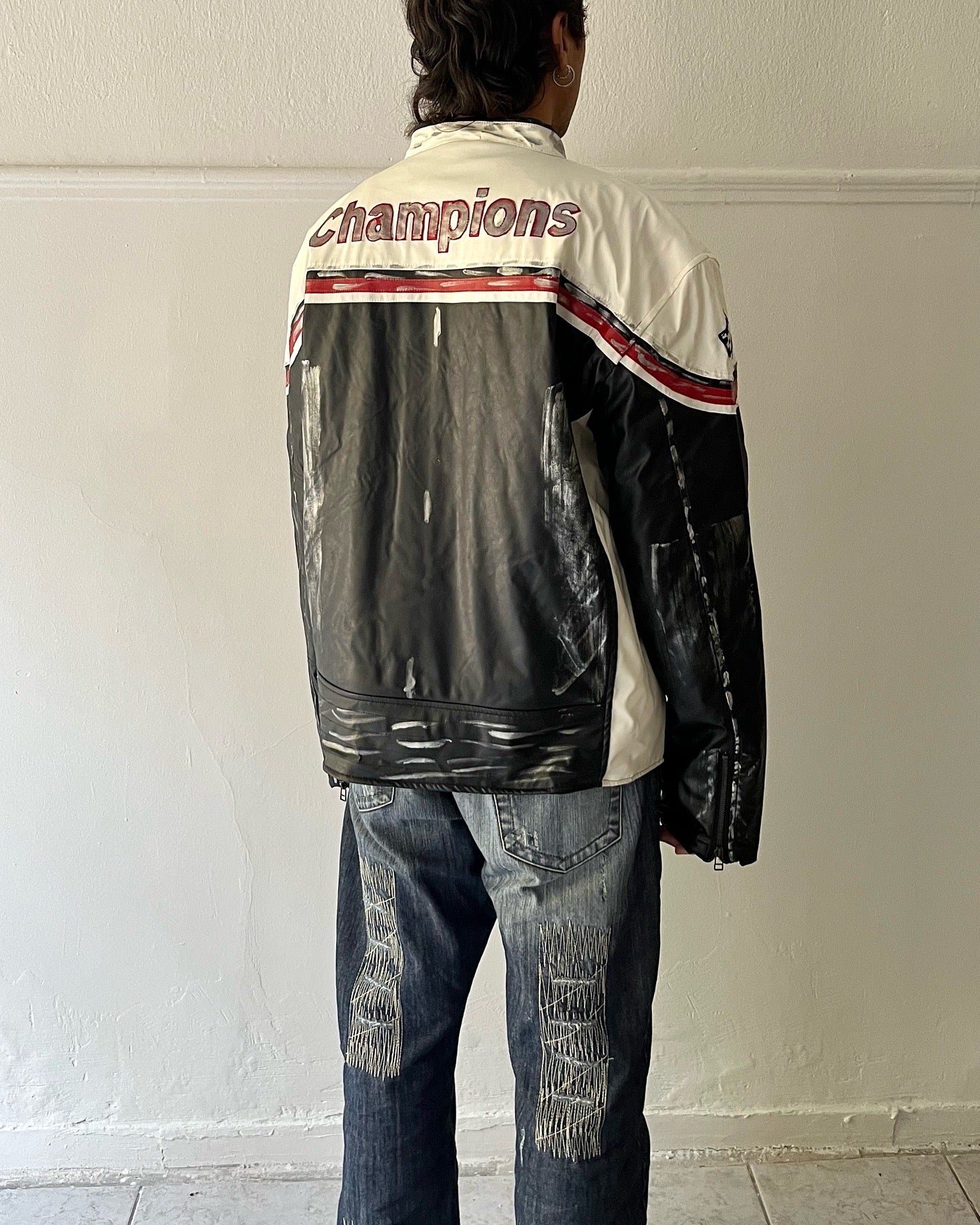 Faux leather racer jacket