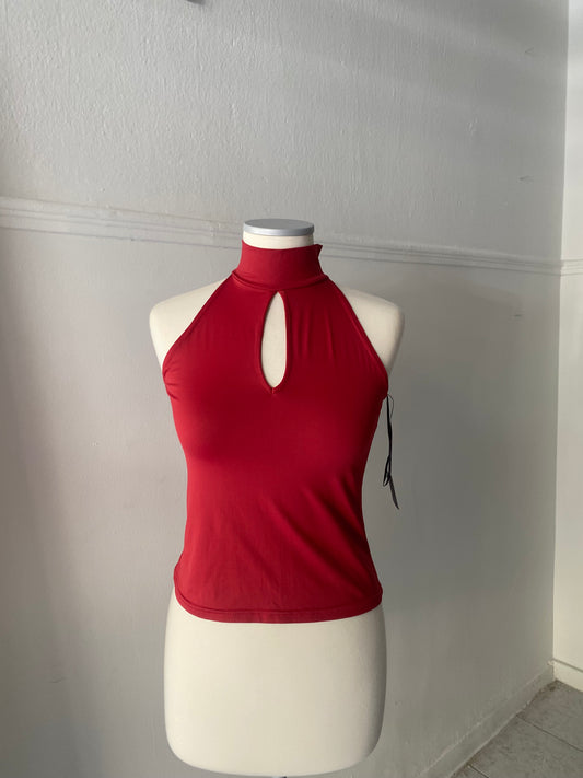 Deadstock red high neck top